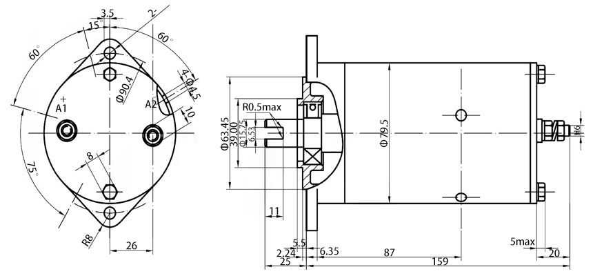 Hydraulic pump motor dimension