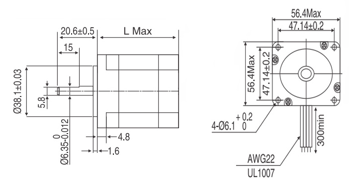 Nema 23 Stepper Motor, 2.8A, 1.8 degree, 2 phase 4 wires