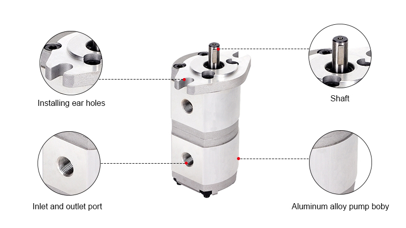 1/2/3/4 GPM Hydraulic Tandem Gear Pump, 3600 psi