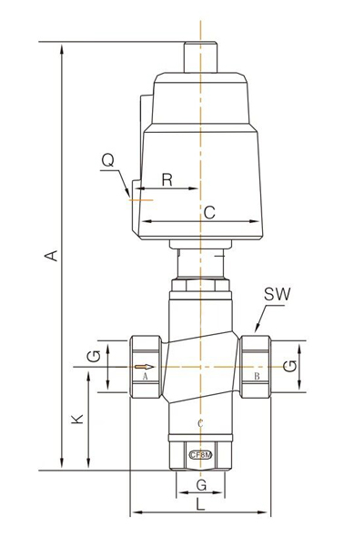 1-2 pneumatic angle seat valve 3 way
