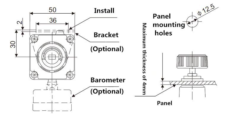 Air pressure regulator valve dimension