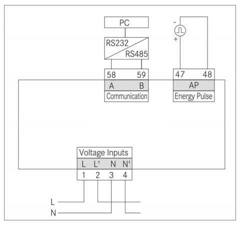 1 phase direct input energy meter wiring