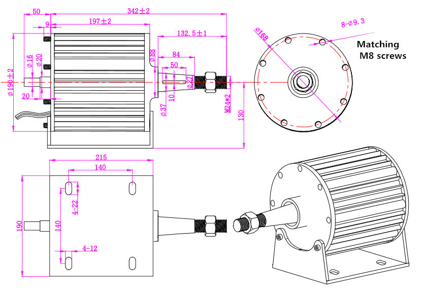 1.5 KW 48v/120v/220v Alternator, 3 Phase