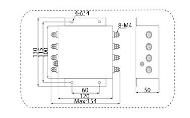 10A 20A 3-Phase 4-Wire EMI Power Line Filter Dimension