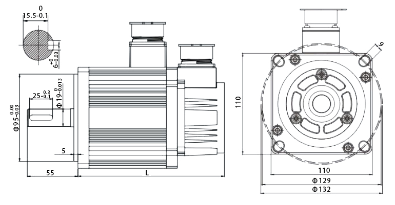 110 series 1.2kw 4Nm servo motor dimension