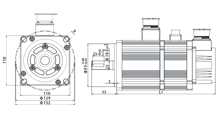 110 series servo motor with brake dimension