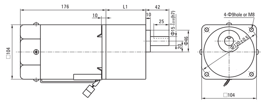 140W Single Phase AC Gear Motor, Speed Control