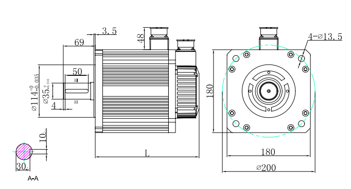 180 series 2.5kW servo motor dimension