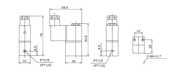 2/2-Way Pneumatic Solenoid Valve Dimension