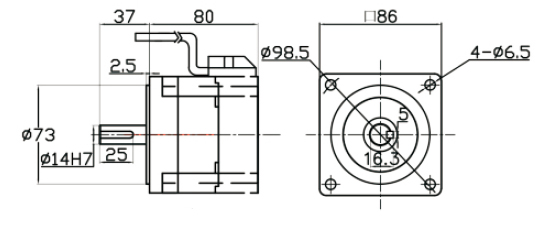 200W 24v/ 48v BLDC motor dimension