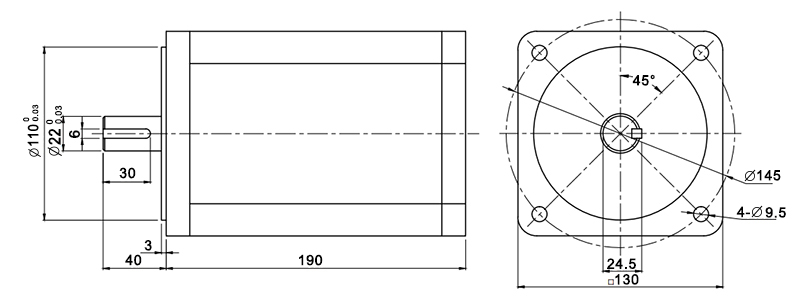 2KW Brushless Motor Dimension