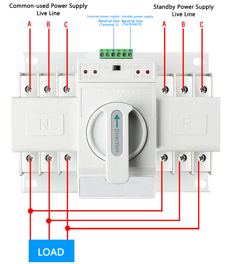Multiple Protection Functions for Elevators Monitoring AC 110V Mini Generator Changeover Switch VPABES 63A 2P Dual Power Automatic Transfer Switch 