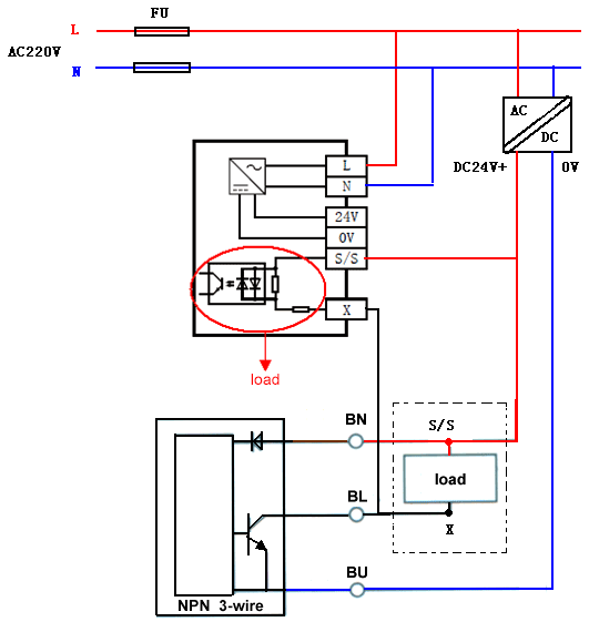 3-wire NPN proximity senso connect to PLC