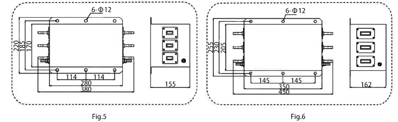 300A-1000A EMC Input Line Filter Dimensions