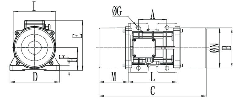 370W 3 phase vibration motor dimension