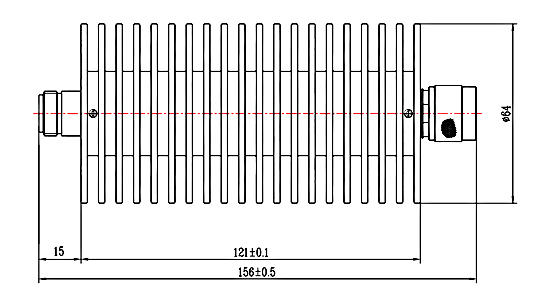 3dB~40dB 50W RF fixed coaxial attenuator dimension