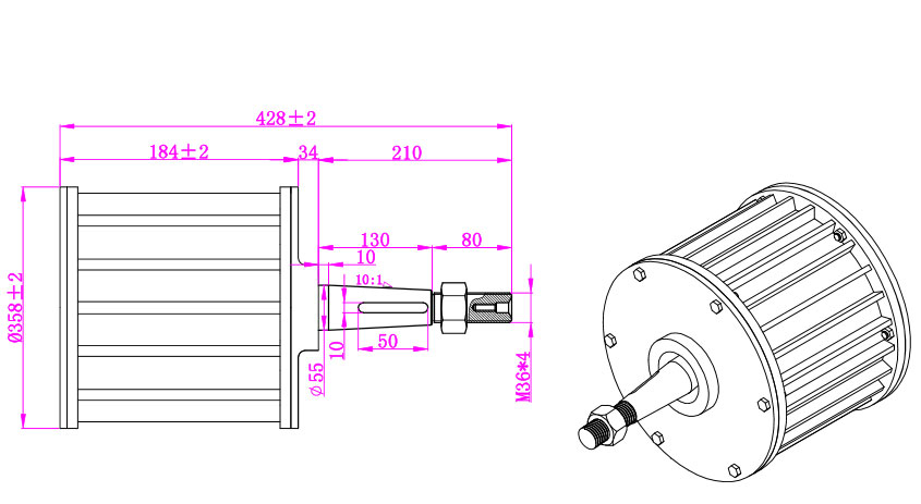 3kW alternator dimension