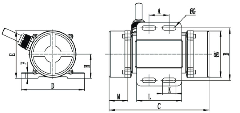 40W dc brushed vibration motor dimension