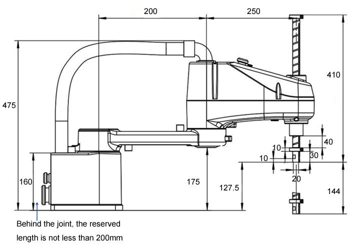 450mm arm length scara robot dimension