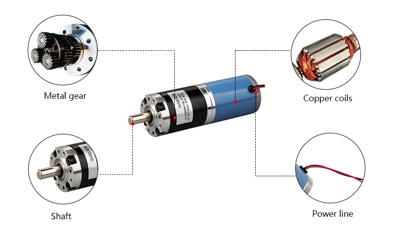 45mm Brushed DC Motor with Gearbox Details