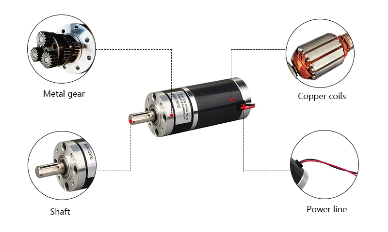 50mm Brushed DC Motor with Gearbox Details