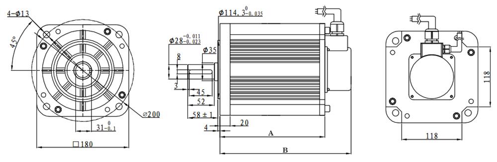 5kw 3000rpm bldc motor size