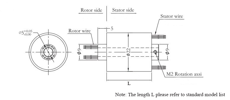 ATO-THSR-H0522 (12 Circuits) Through Hole Slip Ring Dimension Drawing