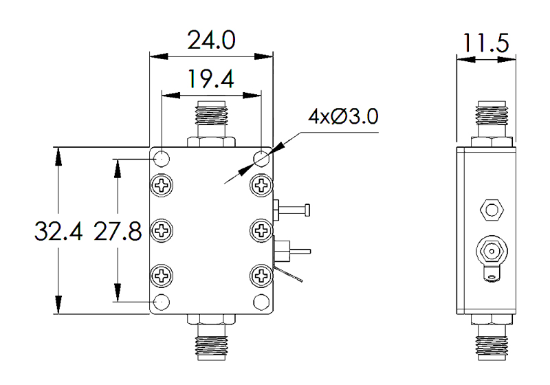 6 GHz LNA low noise RF amplifier dimension