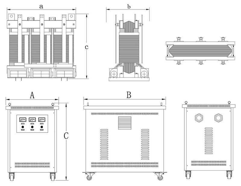 60kVA 100kVA isolation transformer dimension