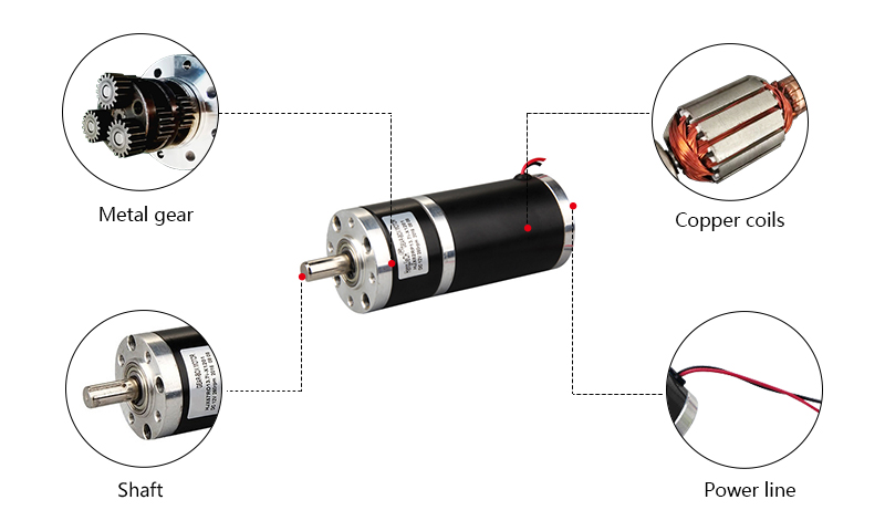 62mm Brushed DC Motor with Gearbox Details