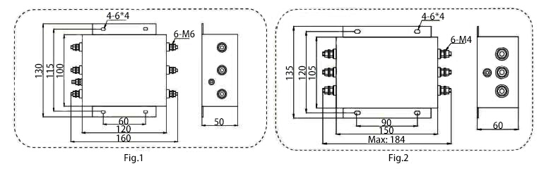 6A-30A EMC Input Line Filter Dimension