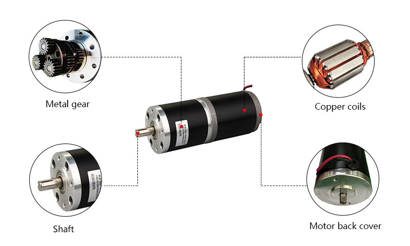 70mm Brushed DC Motor with Gearbox Details