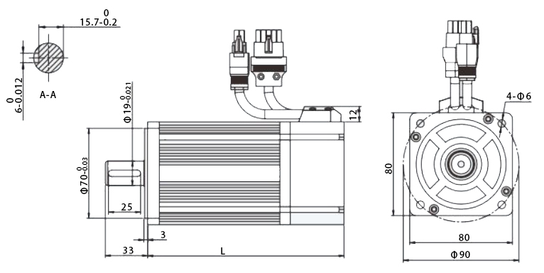 80 series 750w servo motor dimension