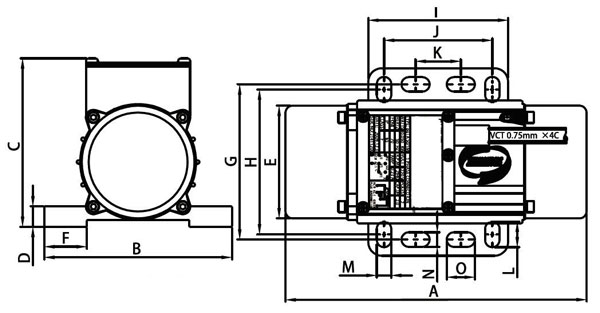 80W-100W dc bushless vibration motor dimension