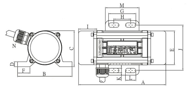 25W DC brushless vibration motor dimension