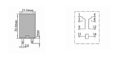 HH52PL electromangetic relay dimensions wiring