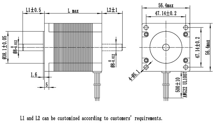 Nema Stepper Motor Bipolar, 1.8 degree, 3A, 2 phase 4 wires