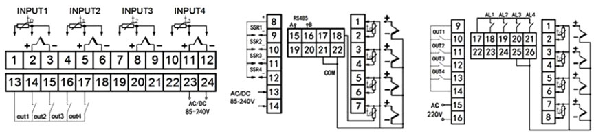 PID temperature controller wiring program input I1