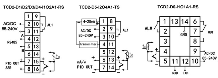 PID temperature controller with RS485 or transmitter wiring diagram