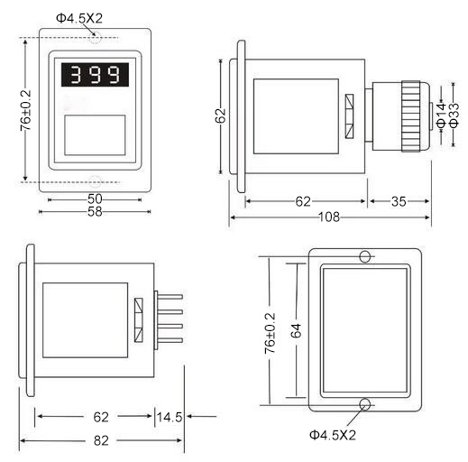 ATO-TH200 digital timer relay dimension