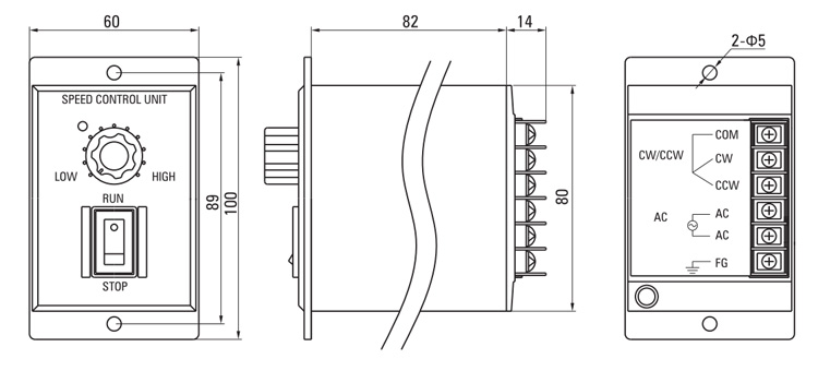 200W Single Phase AC Gear Motor, Speed Control