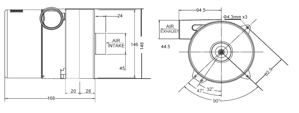 Air blower 82 CFM dimensions