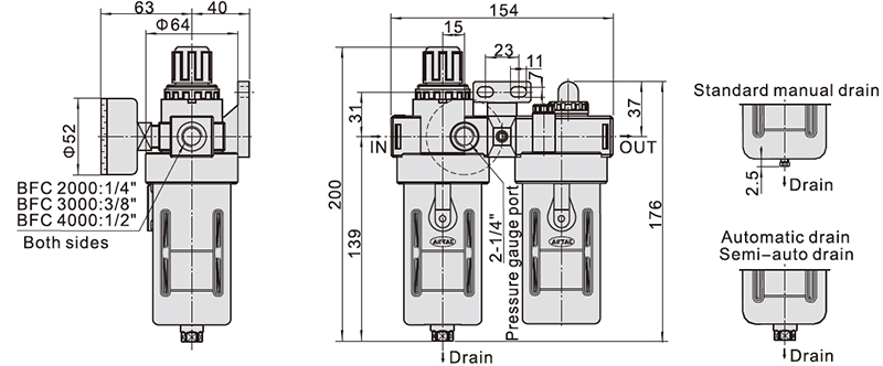 air filter & regulator FRL combination unit