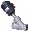 Angle seat valve with plastic pneumatic actuator