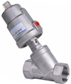 Angle seat valve with stainless steel pneumatic actuator