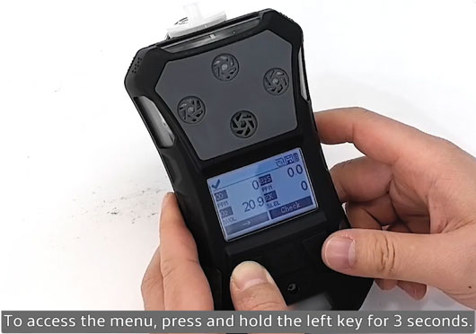 4 in 1 multi gas detector setup guide accessing menu