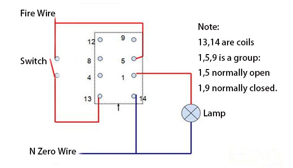 8 Pin electromagnetic relay wiring diagram