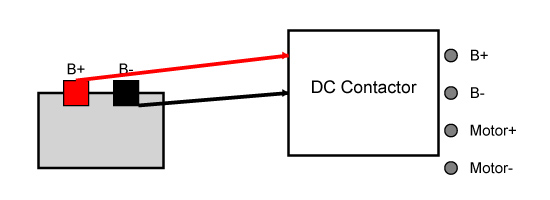 Battery to contactor negative connection