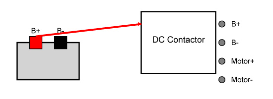 Battery to contactor positive connection