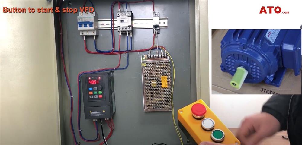 Button to start and stop VFD